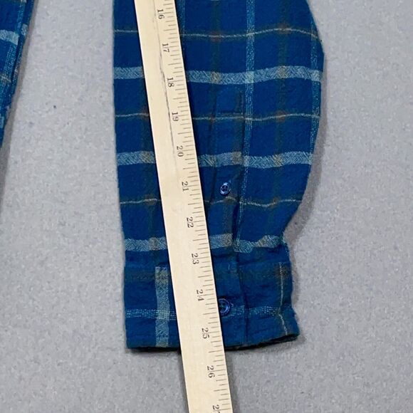 Tank Farm & Co. Teen XXL Blue Plaid Long Sleeve Button Down Flannel Shirt - Picture 8 of 11